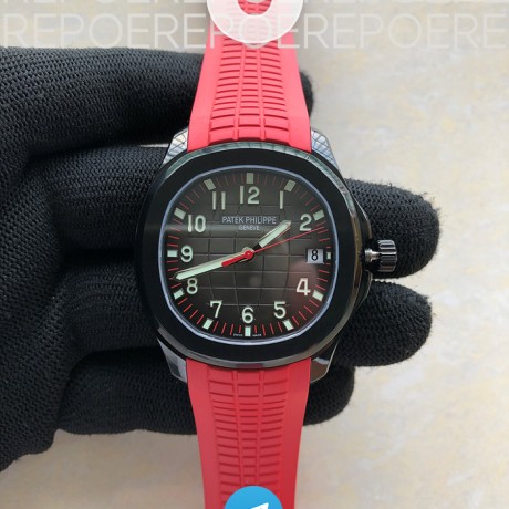 ZF공장 아쿠아넛 DLC 블랙다이얼 러버 Aquanaut Jumbo 5167A DLC ZF 1:1 Best Edition Black Dial on Red Rubber Strap 324CS