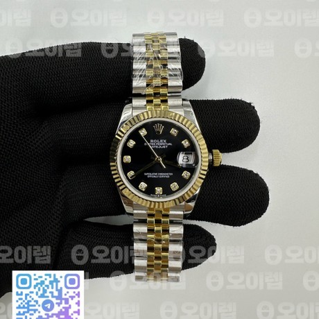 BP공장 롤렉스 레이디 데이저스트 31 옐로우골드콤비 블랙다이얼 다이아몬드인덱스 주빌레브레이슬릿 DJ Midsize 31mm Jub Flt YG/SS Blk/Dia BPF A2824