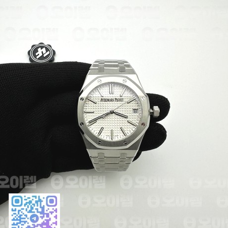 ZF공장 오데마피게 로얄오크 15510 50주년기념판 화이트다이얼 브레이슬릿  Royal Oak 41mm 15510 50th SS ZF 1:1 Best Edition Silver White Textured Dial on SS Bracelet A4302 (Free Box)