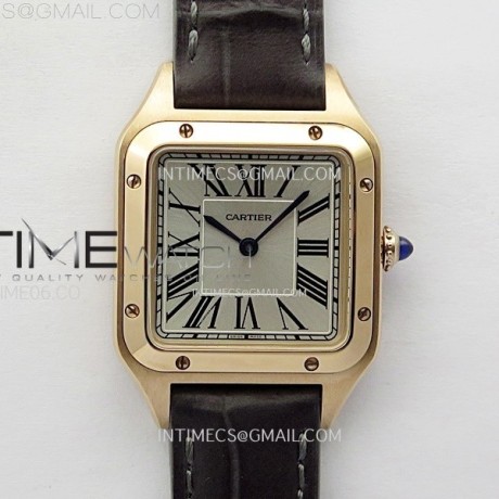 F1공장 까르띠에 산토스 뒤몽 38mm 로즈골드금통 실버다이얼 블랙가죽스트랩 Santos Dumont 38mm RG F1F Best Edition Silver Dial on Black Leather Strap Quartz