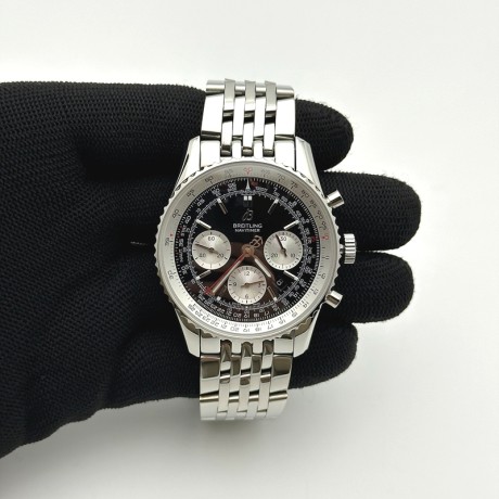 BLS공장 브라이틀링 내비타이머 블랙다이얼 브레이슬릿 Navitimer Chronograph SS/SS Blk/Wht BLS V2 A7750 Mod