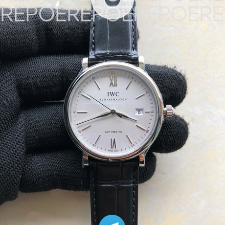 V7공장 포르토피노 화이트다이얼 악어스트랩 Portofino Automatic SS IW356501 White Dial SS Markers on Black Croco Strap ETA2892