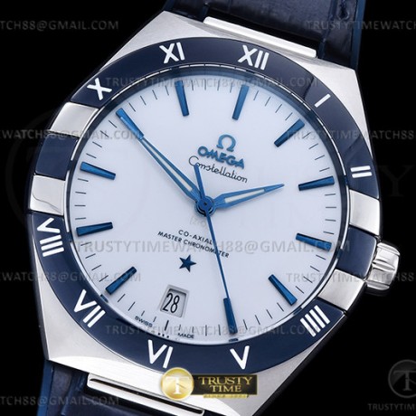 VS공장 오메가 컨스텔레이션 스틸 화이트다이얼 거미스트랩 Constellation Co-Axial 41mm Blue SS/LE White VSF A8900