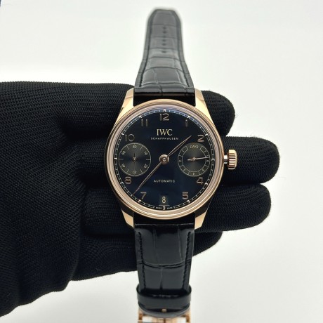 APS공장 IWC 포르투기저 오토메틱 로즈골드금통 블랙다이얼 블랙가죽스트랩 Portugieser Automatic 42mm RG APSF 1:1 Best Edition Black Dial on Black Leather Strap A52010