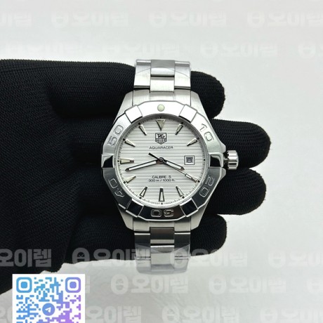 OX공장 태그호이어 아쿠아레이서 칼리버5 40MM 화이트다이얼 브레이슬릿 Aquaracer Calibre 5 SS 40.5mm SS Bezel White Dial on SS Bracelet A2824
