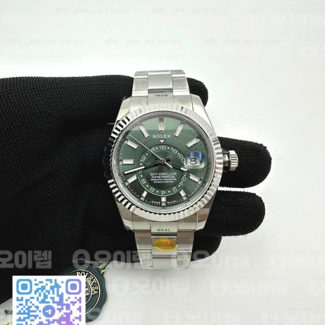 ZF공장 롤렉스 스카이드웰러 스틸 그린다이얼 브레이슬릿 Sky-Dweller 326934 904L SS ZF 1:1 Best Edition Green Dial on SS Bracelet Asian 2824