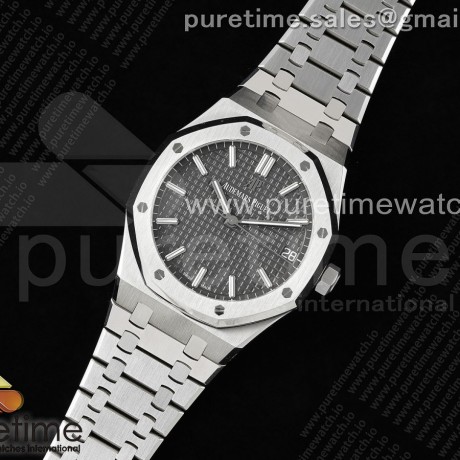 APS공장 오데마피게 로얄오크 15500 스틸 그레이다이얼 브레이슬릿 Royal Oak 41mm 15500 SS APSF 1:1 Best Edition Gray Textured Dial on SS Bracelet SA4302 Super Clone
