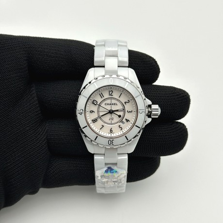 HT공장 샤넬 J12 화이트세라믹 33mm 여성용 세라믹브레이슬릿 솔리드백 J12 Ladies 33mm CER/CER Wht/Num EAST Swiss Qtz KOR EAST공장