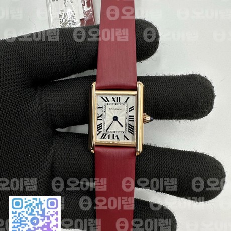 F1공장 까르띠에 탱크 머스트 스몰 로즈골드금통 핑크스트랩 Cartier Tank Must Small RG/LE Wht F1F Sw Qtz