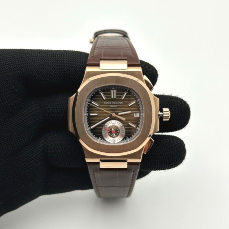 3K공장 파텍필립 노틸러스 로골 브라운다이얼 가죽스트랩 Nautilus 5980 RG 3KF Best Edition Brown Dial on Brown Leather Strap A7750