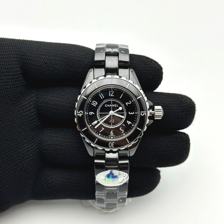 HT공장 샤넬 J12 블랙세라믹 33mm 여성용 세라믹브레이슬릿 솔리드백 XHANEL J-12 Ladies 33mm CER/CER Blk/Num EAST Swiss Qtz KOR EAST공장