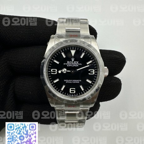 GM공장 롤렉스 익스플로러 36 신형 124270 스틸 브레이슬릿 Explorer 1 124270 36mm 904L SS/SS Blk GMF Asia VR3230 V2