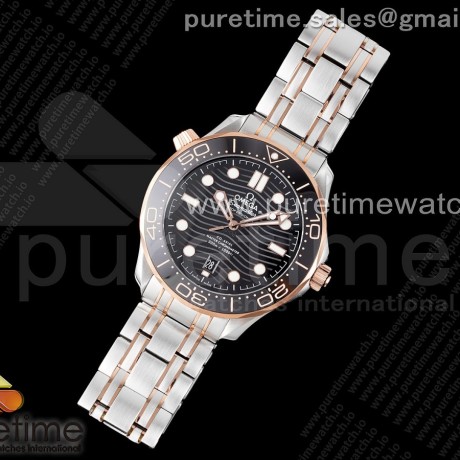 TWS공장 오메가 씨마스터 다이버 300M 로즈골드콤비 블랙다이얼 브레이슬릿 Seamaster Diver 300M TWS 1:1 Best Edition Black Ceramic RG Bezel Black Dial on SS/RG Bracelet A8800
