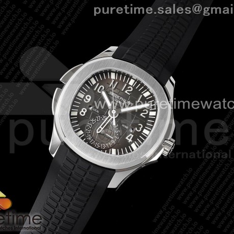 ZF공장 파텍필립 아쿠아넛 5164 트래블타임 스틸 러버스트랩 Aquanaut 5164A SS ZF 1:1 Best Edition Black Dial on Black Rubber Strap A324