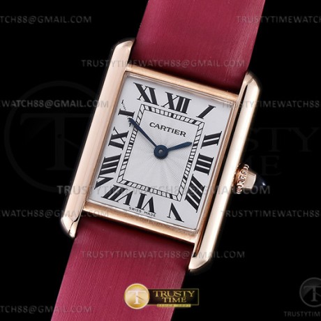 F1공장 까르띠에 탱크 머스트 스몰 로즈골드금통 핑크스트랩 Cartier Tank Must Small RG/LE Wht F1F Sw Qtz