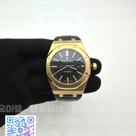 APS공장 오데마피게 로얄오크 15400 로즈골드금통 블랙다이얼 블랙가죽스트랩 텅스텐 Royal Oak 41mm 15400 RG APSF 1:1 Gain Weight Best Edition Black Dial on Black Leather Strap SA3120 Super Clone V4