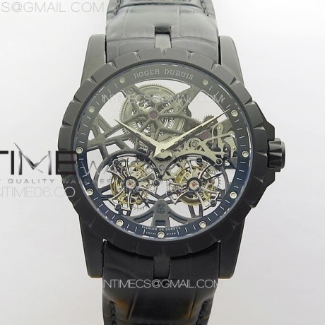 YS공장 로저드뷔 엑스칼리버 Rddbex0820 스켈레톤다이얼 블랙가죽스트랩 Excalibur Rddbex0820 DLC YSF Best Edition Skeleton Dial on Black Leather Strap Asian RD100 Double Tourbillon