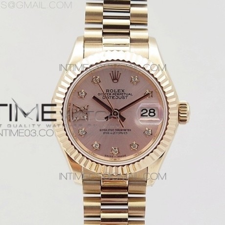 BP공장 롤렉스 데이저스트 28mm 로즈골드금장 로골다이얼 브레이슬릿 DATEJUST 28MM RG DIAMOND BEZEL RG DIAL ON RG BRACELET ETA2671