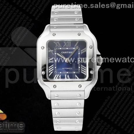 AF공장 까르띠에 산토스 미디움 블루다이얼 브레이슬릿 Santos de Cartier 35mm SS AF 1:1 Best Edition Blue Dial on SS SmartLinks Bracelet MIYOTA 9015