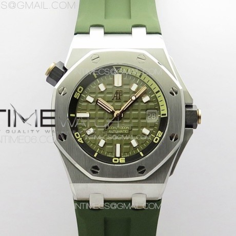ZF공장 오데마피게 로얄오크 오프쇼어 다이버 15720 그린다이얼 러버스트랩 Royal Oak Offshore Diver 15720 ZF 1:1 Best Edition Green Dial on Green Rubber Strap A4308
