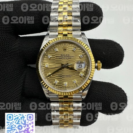 VS공장 롤렉스 데이저스트 36 옐로우골드콤비 텐포인트 플루티드다이얼 플루티드베젤 쥬빌레브레이슬릿 10p DJ 36mm Jub Flt 904L YG/SS P-Gold/Dia VSF VS3235(SB)