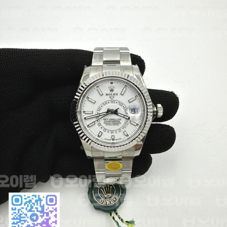 ZF공장 롤렉스 스카이드웰러 스틸 화이트다이얼 브레이슬릿 Sky-Dweller 326934 904L SS ZF 1:1 Best Edition White Dial on SS Bracelet Asian 2824