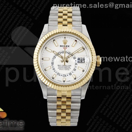 Noob공장 롤렉스 옐로우골드콤비 화이트다이얼 쥬빌레브레이슬릿 Skydweller SS/YG Noob Best Edition White Dial on SS/YG Jubilee Bracelet A23J