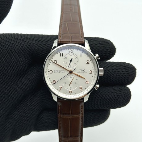 ZF공장 IWC 포르투기저 화이트다이얼 골드핸즈 브라운가죽스트랩 Portuguese IW371604 ZF V3 1:1 Best Edition SS White Dial RG Markers on Brown Leather Strap A96355