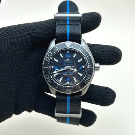 VS공장 오메가 씨마스터 플래닛오션 울트라딥 6000m 티타늄 블랙다이얼 나일론스트랩 Seamaster 6000M Ultra Deep SS SBF 1:1 Best Edition Black Dial on Black Nylon Strap A8912 Super Clone