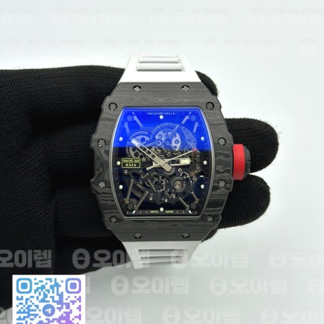 ZF공장 리차드밀 NTPT풀카본 RM035-02 블랙 화이트러버스트랩 V6 RM035-02 NTPT ZF 1:1 Best Edition Skeleton Dial on White Rubber Strap RMAL1 Super Clone V6