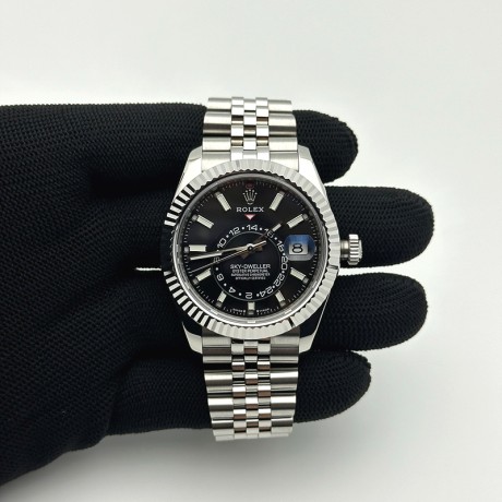 ZF공장 롤렉스 스카이드웰러 스틸 블랙다이얼 브레이슬릿 Sky-Dweller 326934 904L SS ZF 1:1 Best Edition Black Dial on SS Jubilee Bracelet A2824