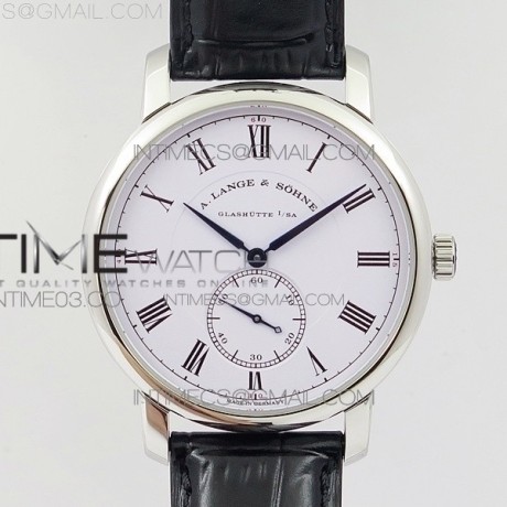 MK공장 아랑에운트죄네 클래식 레귤레이터 스틸 화이트 이너서클다이얼 로만인덱스 가죽스트랩CLASSIC REGULATOR SS WHITE DIAL ROMAN MARKERS SEC@6 ON BLACK LEATHER STRAP A74789
