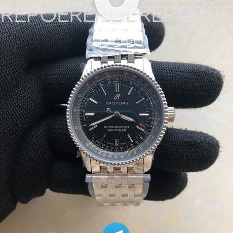 KOR공장 브라이틀링 내비타이머 38미리 블랙다이얼 브레이슬릿 Navitimer 1 38mm SS Black Dial Black Inner Bezel on SS Bracelet SW200