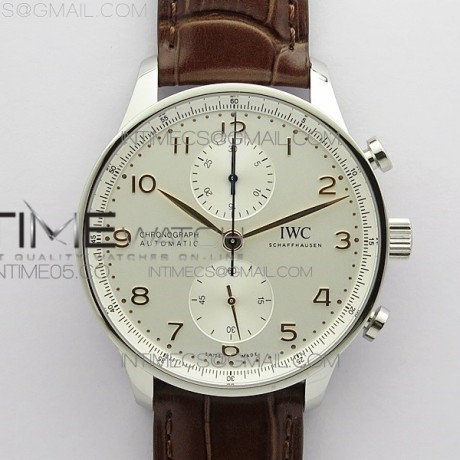 ZF공장 IWC 포르투기저 화이트다이얼 골드핸즈 브라운가죽스트랩 Portuguese IW371604 ZF V3 1:1 Best Edition SS White Dial RG Markers on Brown Leather Strap A96355