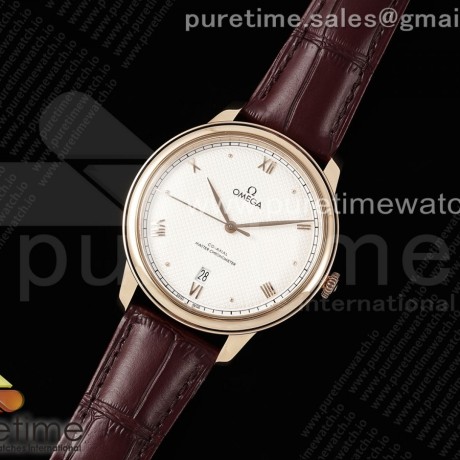MK공장 오메가 드 빌 로즈골드금통 화이트텍스처다이얼 브라운가죽스트랩 De Ville Date RG MKF 1:1 Best Edition White Textured Dial Roman Marker on Brown Leather Strap A8800