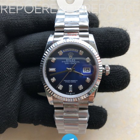 GM공장 데이데이트 36 블루다이얼 2836 Day Date 36 128239 GMF 1:1 Best Edition 904L Steel Blue Dial Diamonds Markers on Bracelet A2836