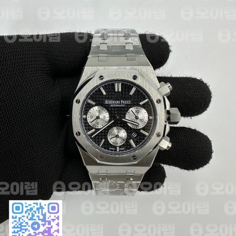 IP공장 오데마피게 로얄오크 크로노그래프 스틸 블랙다이얼 실버서브다이얼 브레이슬릿 Royal Oak Chrono 26331ST SS IPF 1:1 Best Edition Black Dial Silver subdial on SS Bracelet A7750