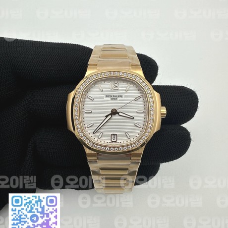 3K공장 파텍필립 노틸러스 레이디 7118 로즈골드금통 다이아몬드베젤 화이트다이얼 브레이슬릿 Nautilus 7118 Ladies RG 3KF 1:1 Best Edition White Dial Diamonds Bezel on RG Bracelet A324 Super Clone