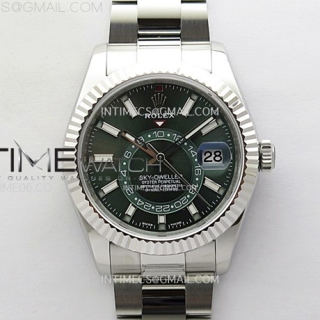 ZF공장 롤렉스 스카이드웰러 스틸 그린다이얼 브레이슬릿 Sky-Dweller 326934 904L SS ZF 1:1 Best Edition Green Dial on SS Bracelet Asian 2824