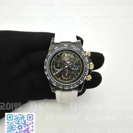 GET공장 롤렉스 데이토나 PVD블랙케이스 스켈레톤다이얼 러버스트랩 Daytona PVD Ceramic Bezel GETF Best Blacken Skeleton Blue Dial on Blue Rubber Strap SA4130