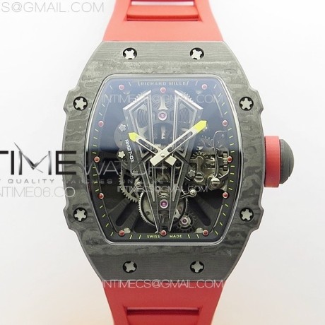 RM공장 리차드밀 RM027-03 NTPT 카본케이스 스켈레톤다이얼 레드러버스트랩  RM027-03 NTPT Real Tourbillon RMF Best Edition Skeleton Dial on Red Rubber Strap