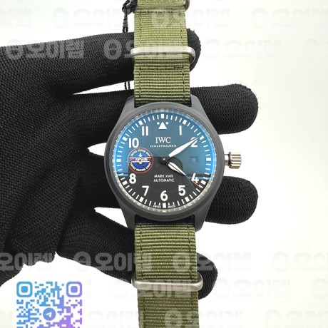 ZF공장 탑건SFTI 세라믹 블랙다이얼 그린나일론스트랩 Mark XVIII Top Gun "SFTI" Black Ceramic IW324712 ZF 1:1 Best Edition on Green Nylon Strap A32111