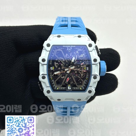 ZF공장 리차드밀 RM035-03 화이트카본케이스 스켈레톤다이얼 블루러버스트랩 투어빌론 RM035-03 White Carbon/Blue Crown Z Factory Skeleton Dial on Blue Rubber Strap Asian Skeleton movement