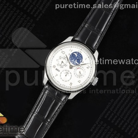 QF공장 IWC 포르투기저 퍼페츄얼캘린더 5034 스틸 화이트다이얼 가죽스트랩 Portugieser Perpetual Calendar SS 5034 QF Best Edition White Dial on Black Leather Strap A52610