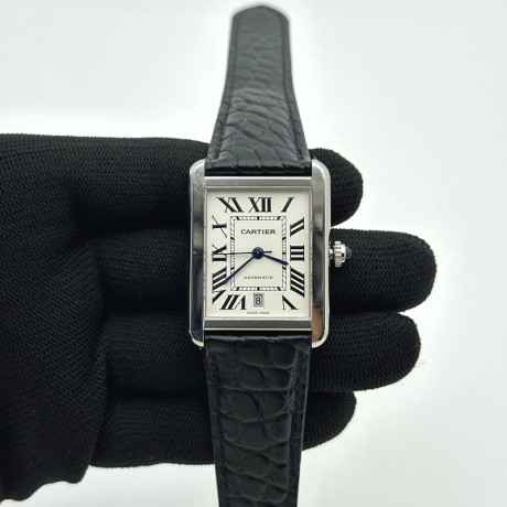 AF공장 까르띠에 탱크솔로 31mm 스틸 화이트다이얼 악어가죽스트랩 Tank Solo 31mm SS White Dial on Black Croco Strap A2892