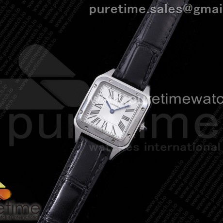 OX공장 산토스 27.5MM 실버다이얼 가죽스트랩 Santos 27.5mm SS Silver Dial on Black Leather Strap Ronda Quartz
