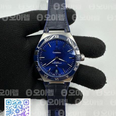 TW공장 오메가 컨스텔레이션 스틸 블루다이얼 거미스트랩 Constellation 131.33.41.21.03.001 SS TW Best Edition Blue Dial On Blaue Gummy Strap A8500