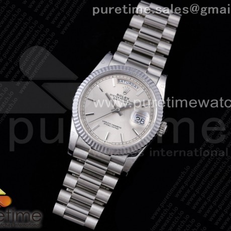 GM공장 롤렉스 데이데이트 36 실버다이얼 프레지던트브레이슬릿 2836 Day Date 36 128239 GMF 1:1 Best Edition 904L Steel Silver Dial Stick Markers on Bracelet A2836