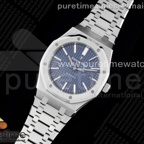 ZF공장 오데마피게 로얄오크 15400 스틸 블루다이얼 브레이슬릿 Royal Oak 41mm 15400 SS ZF 1:1 Best Edition Blue Textured Dial on SS Bracelet SA3120 Super Clone