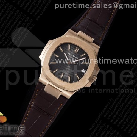3K공장 파텍필립 노틸러스 로골 그레이다이얼 가죽스트랩 Nautilus 5711/1R RG 3KF 1:1 Best Edition Brown Textured Dial on Brown Leather Strap A324 Super Clone V2